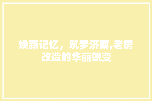 焕新记忆，筑梦济南,老房改造的华丽蜕变