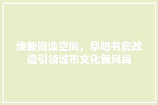 焕新阅读空间，阜阳书房改造引领城市文化新风尚