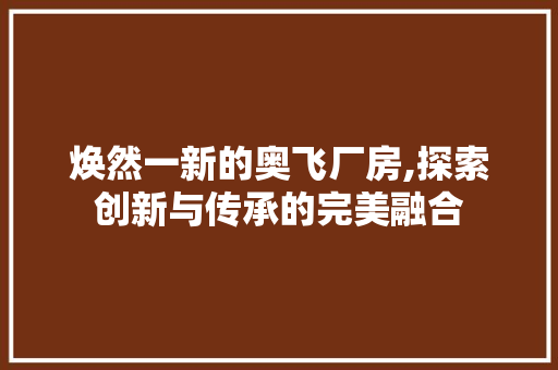 焕然一新的奥飞厂房,探索创新与传承的完美融合