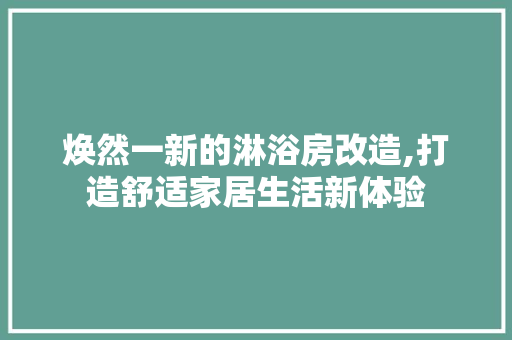 焕然一新的淋浴房改造,打造舒适家居生活新体验