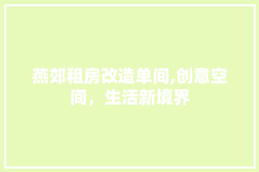 燕郊租房改造单间,创意空间，生活新境界