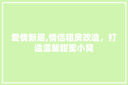 爱情新居,情侣租房改造，打造温馨甜蜜小窝