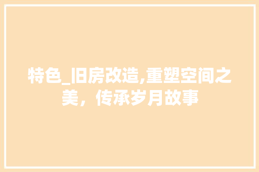 特色_旧房改造,重塑空间之美，传承岁月故事