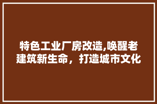 特色工业厂房改造,唤醒老建筑新生命，打造城市文化新地标