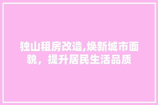独山租房改造,焕新城市面貌，提升居民生活品质