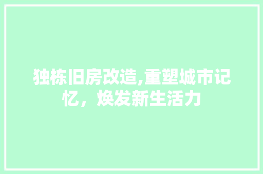 独栋旧房改造,重塑城市记忆，焕发新生活力