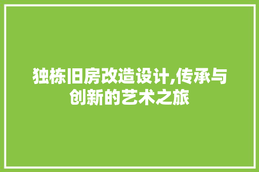 独栋旧房改造设计,传承与创新的艺术之旅