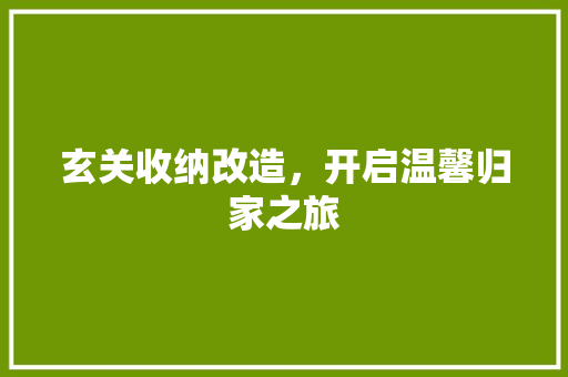 玄关收纳改造，开启温馨归家之旅