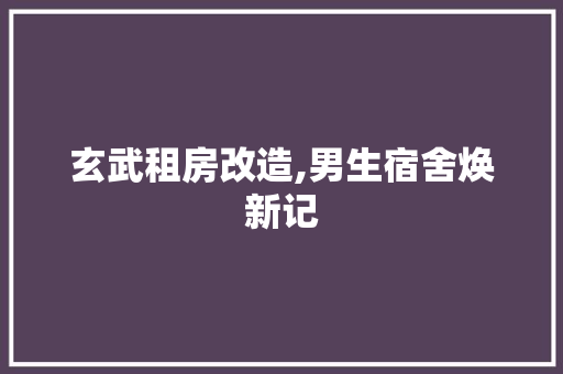 玄武租房改造,男生宿舍焕新记