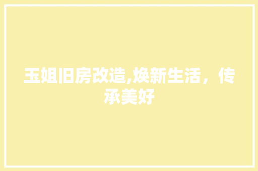 玉姐旧房改造,焕新生活，传承美好