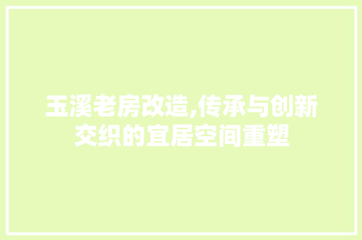 玉溪老房改造,传承与创新交织的宜居空间重塑