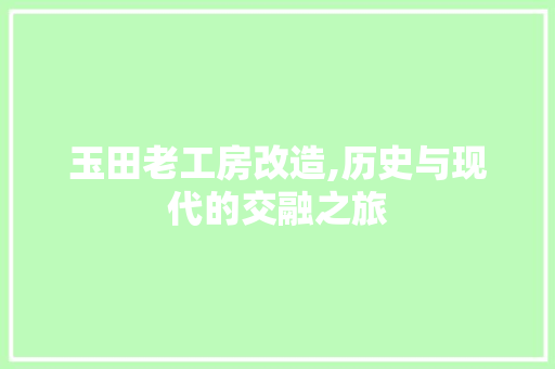 玉田老工房改造,历史与现代的交融之旅