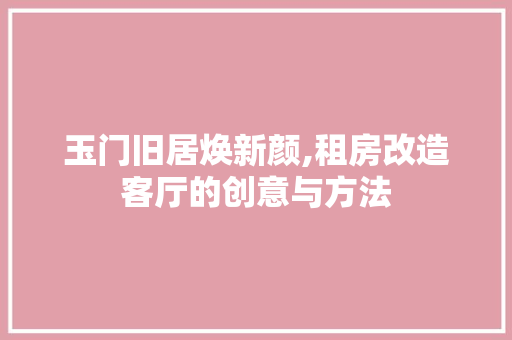 玉门旧居焕新颜,租房改造客厅的创意与方法