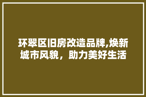 环翠区旧房改造品牌,焕新城市风貌，助力美好生活