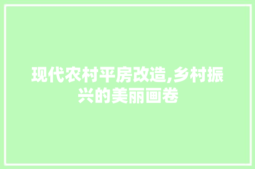 现代农村平房改造,乡村振兴的美丽画卷
