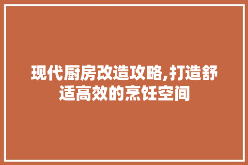 现代厨房改造攻略,打造舒适高效的烹饪空间