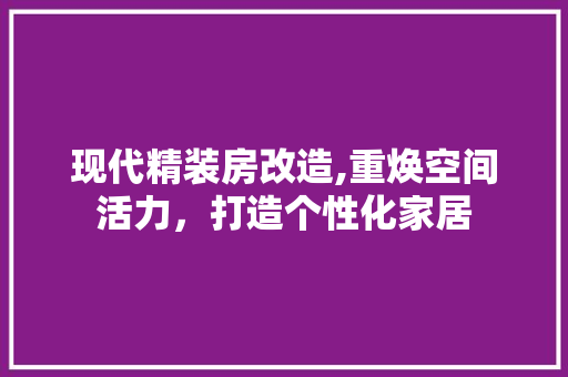 现代精装房改造,重焕空间活力，打造个性化家居