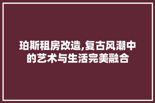 珀斯租房改造,复古风潮中的艺术与生活完美融合