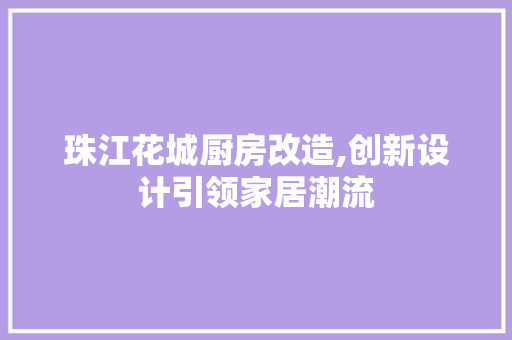 珠江花城厨房改造,创新设计引领家居潮流