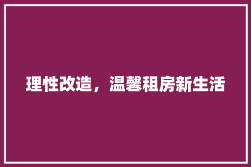 理性改造，温馨租房新生活