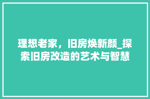 理想老家，旧房焕新颜_探索旧房改造的艺术与智慧