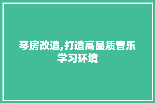 琴房改造,打造高品质音乐学习环境