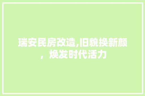 瑞安民房改造,旧貌换新颜，焕发时代活力 墙体维修