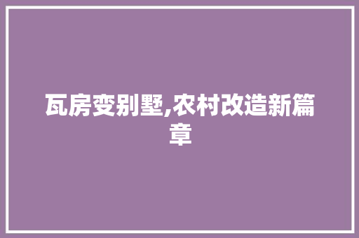 瓦房变别墅,农村改造新篇章