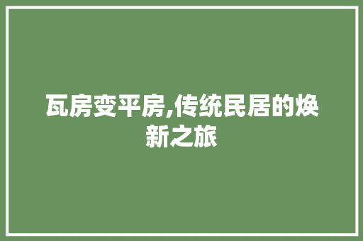 瓦房变平房,传统民居的焕新之旅