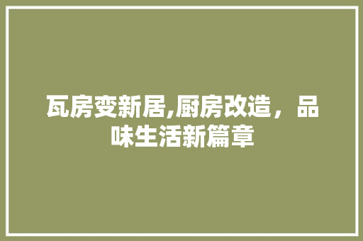 瓦房变新居,厨房改造，品味生活新篇章