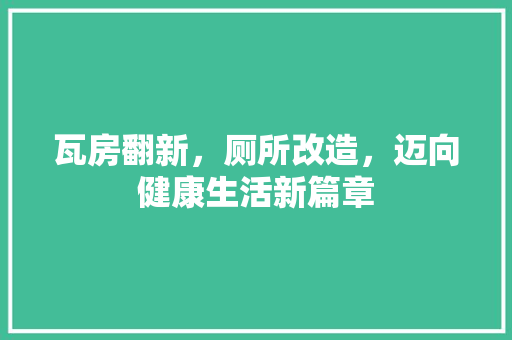 瓦房翻新，厕所改造，迈向健康生活新篇章