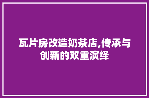 瓦片房改造奶茶店,传承与创新的双重演绎