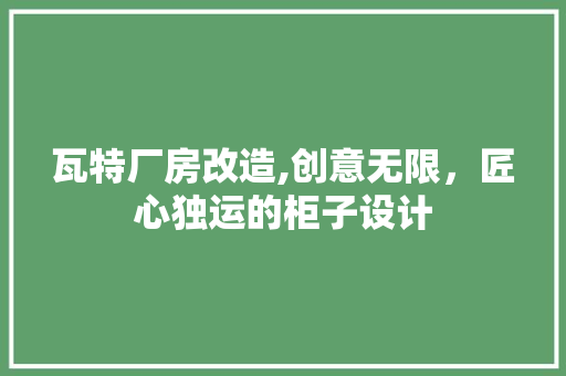瓦特厂房改造,创意无限，匠心独运的柜子设计