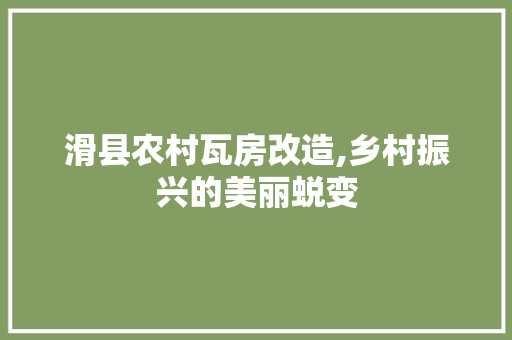 滑县农村瓦房改造,乡村振兴的美丽蜕变