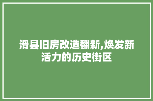 滑县旧房改造翻新,焕发新活力的历史街区