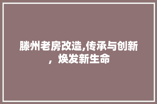 滕州老房改造,传承与创新，焕发新生命