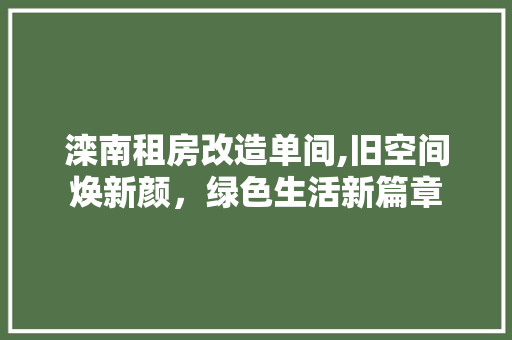 滦南租房改造单间,旧空间焕新颜，绿色生活新篇章