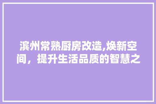 滨州常熟厨房改造,焕新空间，提升生活品质的智慧之路