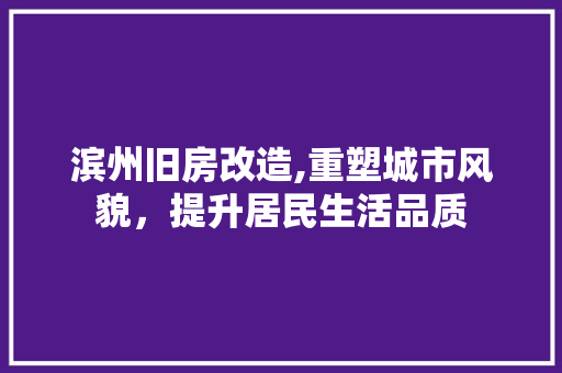 滨州旧房改造,重塑城市风貌，提升居民生活品质