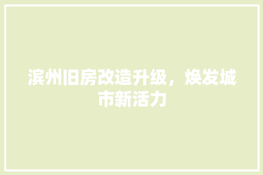 滨州旧房改造升级，焕发城市新活力