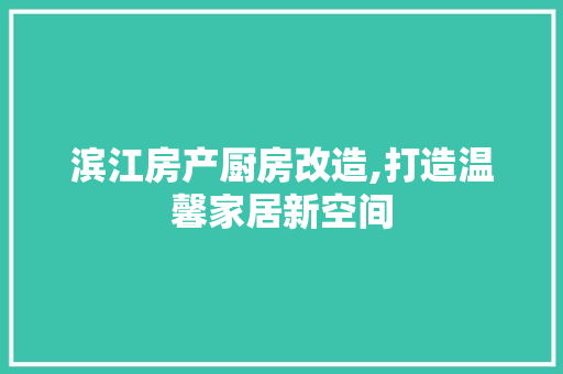 滨江房产厨房改造,打造温馨家居新空间