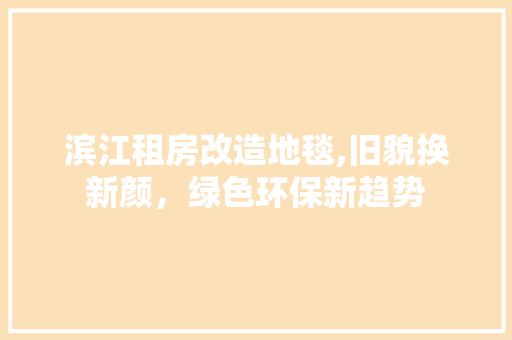 滨江租房改造地毯,旧貌换新颜，绿色环保新趋势
