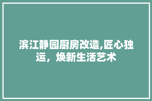 滨江静园厨房改造,匠心独运，焕新生活艺术
