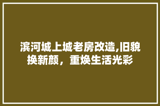 滨河城上城老房改造,旧貌换新颜，重焕生活光彩