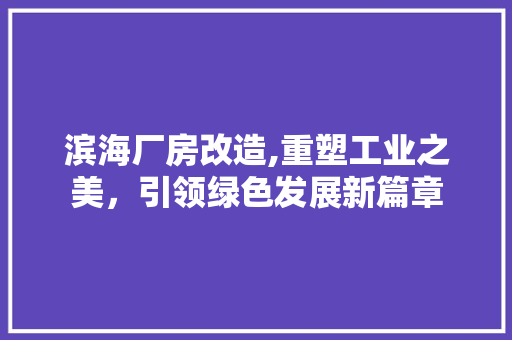 滨海厂房改造,重塑工业之美，引领绿色发展新篇章