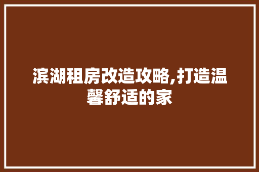 滨湖租房改造攻略,打造温馨舒适的家