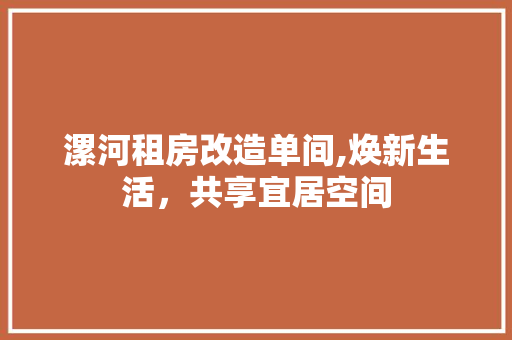 漯河租房改造单间,焕新生活，共享宜居空间