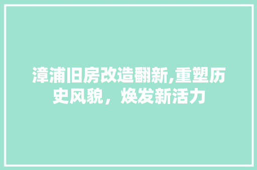 漳浦旧房改造翻新,重塑历史风貌，焕发新活力