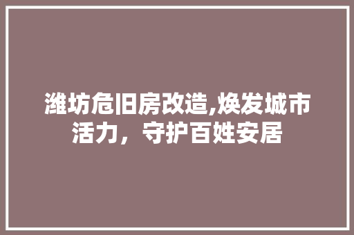 潍坊危旧房改造,焕发城市活力，守护百姓安居 墙体维修