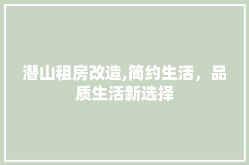 潜山租房改造,简约生活，品质生活新选择